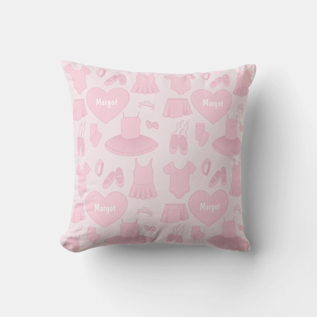 Ballet Clothes Pattern Pillow - Pink Background (Front)