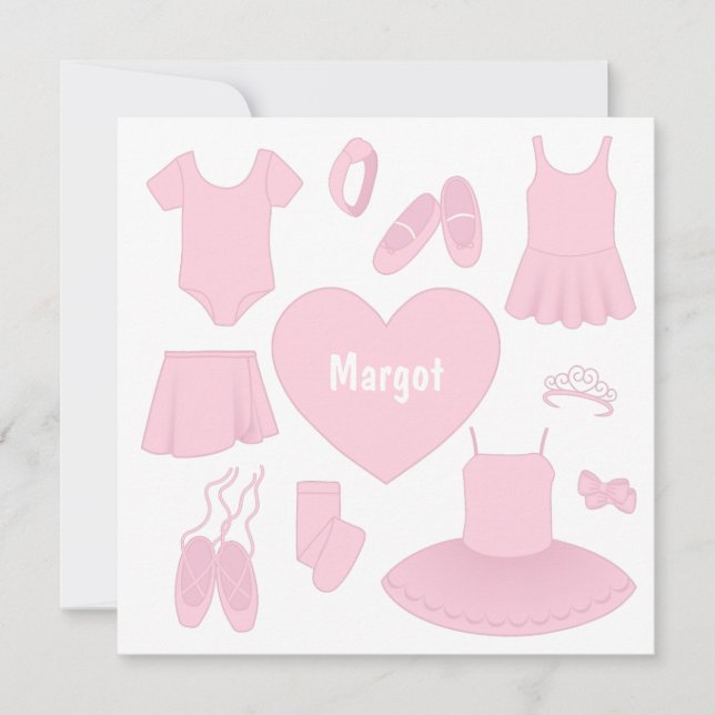 Ballet Clothes Square Card - White Background (Front)