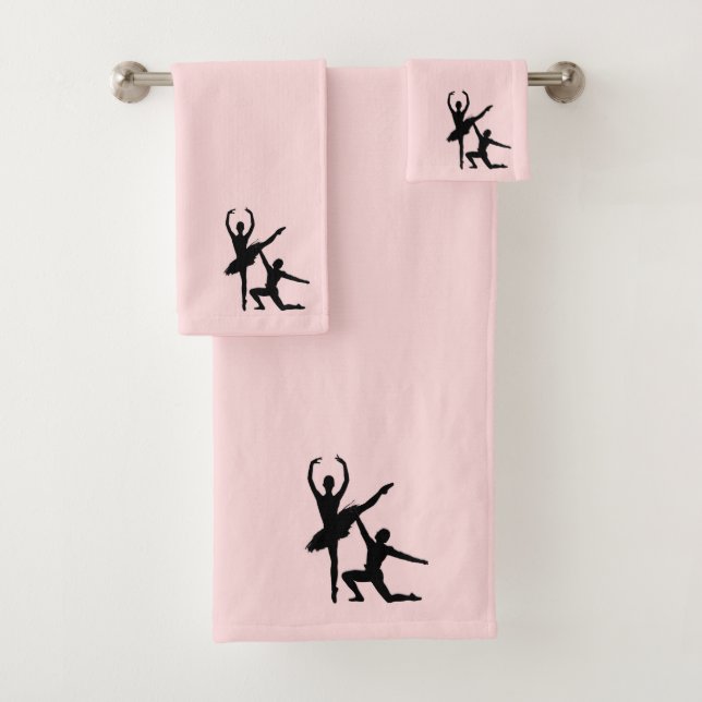 Ballet Couple Dance Pink Accent Bath Towel Set (Insitu)