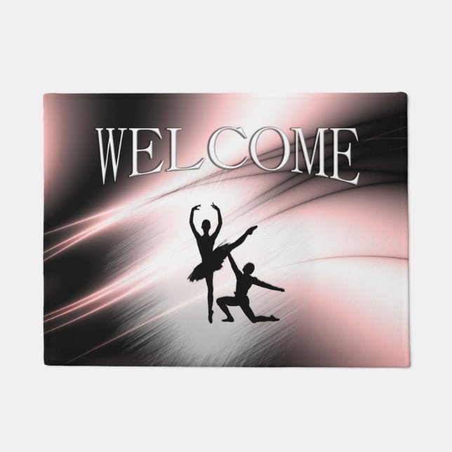 Ballet Couple Dance Pink Accent Doormat (Front)