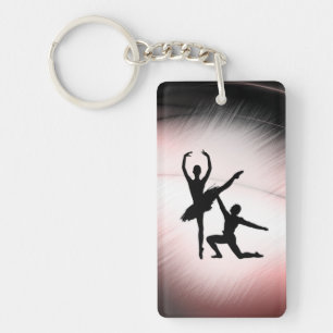 Ballet Couple Dance Pink Accent Key Ring