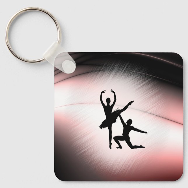 Ballet Couple Dance Pink Accent Key Ring (Front)