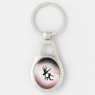 Ballet Couple Dance Pink Accent Key Ring