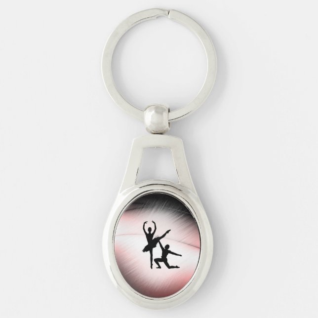 Ballet Couple Dance Pink Accent Key Ring (Front)