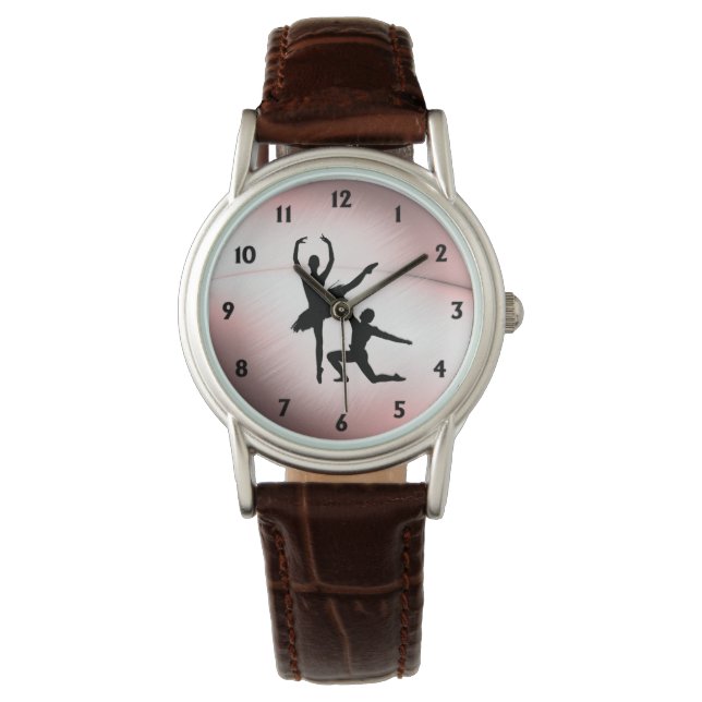 Ballet Couple Dance Pink Accent Watch (Front)