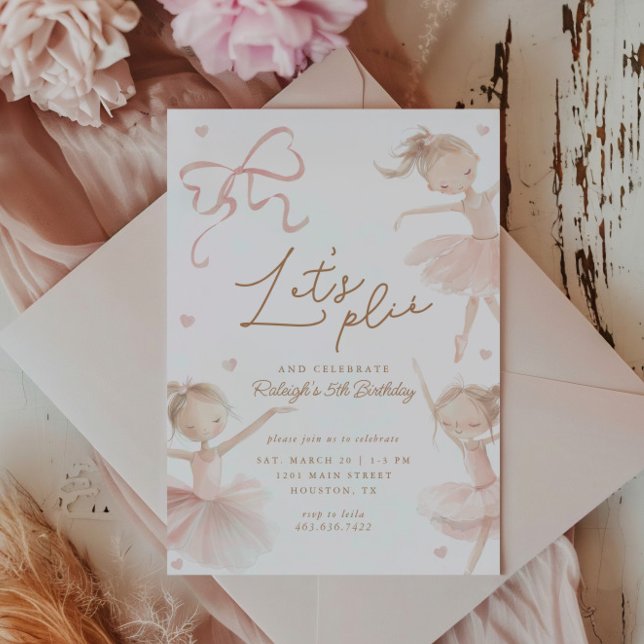Ballet Cute Girls' Pastel Ballerina Birthday Invitation (Creator Uploaded)