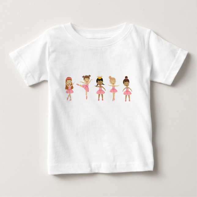Ballet Cute Pink Ballerinas Dancing  Baby T-Shirt (Front)