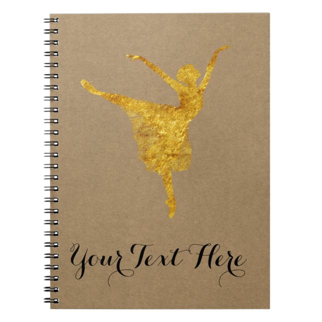 Ballet Dance Journal | Gold Ballerina Kraft Paper (Front)