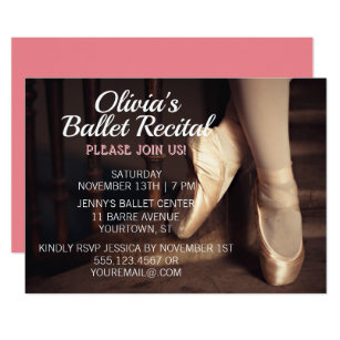 Ballet Dance Recital Invitation Ballerina Pink