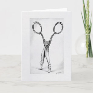 Ballet dance Scissors Ballerina Surreal drawing Card