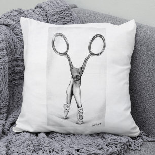 Ballet dance Scissors Ballerina Surreal drawing Cushion