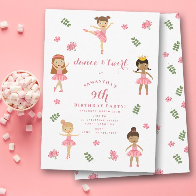 Ballet Dance & Twirl Pink Ballerina Birthday Invitation (Ballet Dance & Twirl Pink Ballerina Birthday Invitation)