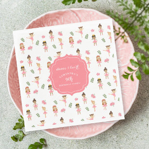 Ballet Dance & Twirl Pink Ballerina Birthday Napkin