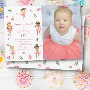 Ballet Dance & Twirl Pink Ballerina Photo Birthday Invitation
