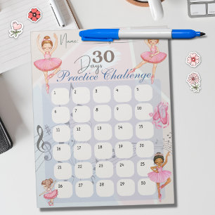 Ballet Dancer 30-Day Practice Challenge Notepad