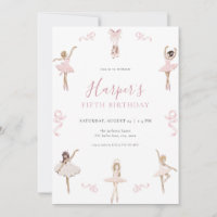 Ballet Dancer Ballerina Birthday Party Invitation