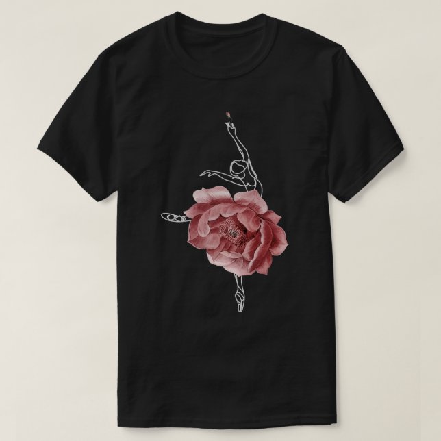 Ballet Dancer Ballerina Dance Floral Roses 1 T-Shirt (Design Front)