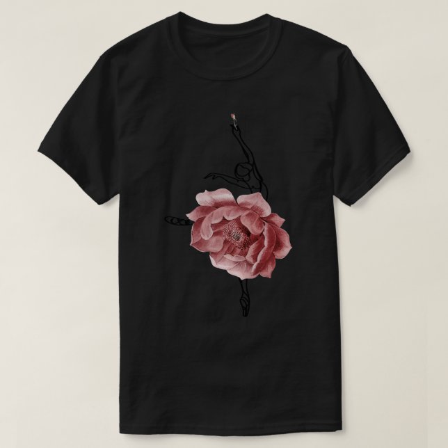 Ballet Dancer Ballerina Dance Floral Roses T-Shirt (Design Front)