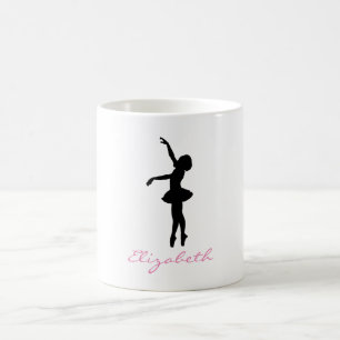 Ballet Dancer Black Silhouette Personalised Coffee Mug