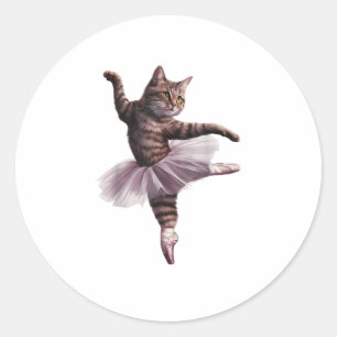 Ballet Dancer Cat Classic Round Sticker