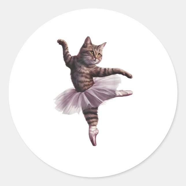 Ballet Dancer Cat  Classic Round Sticker (Front)