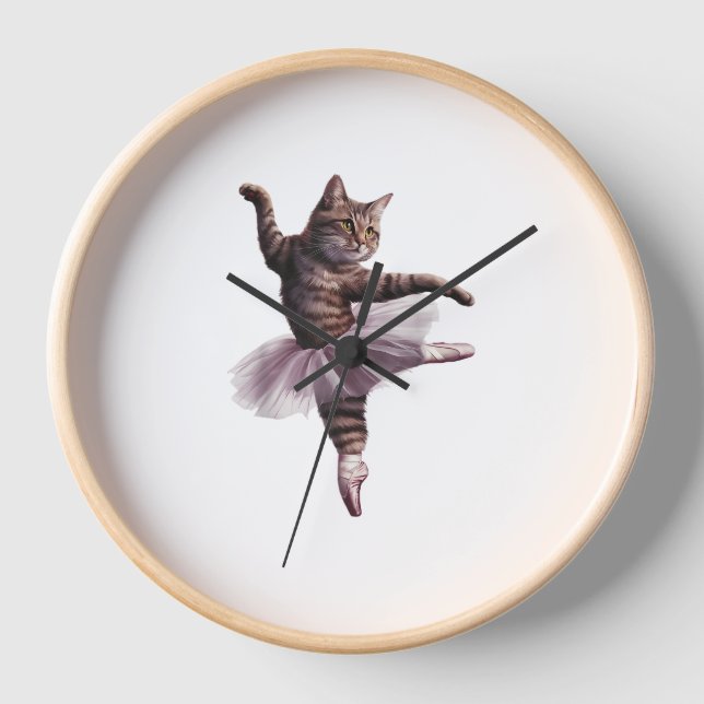 Ballet Dancer Cat  Clock (Front)