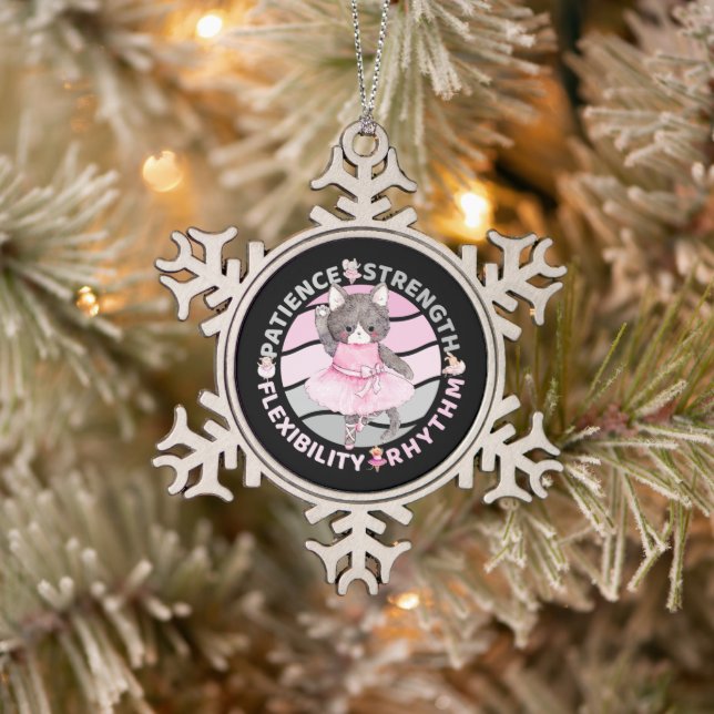 Ballet Dancer Core Values - Ballerina Snowflake Pewter Christmas Ornament (Tree)