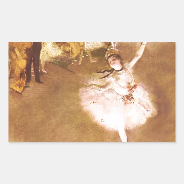 Ballet Dancer Degas Star Painting Rectangular Sticker (Front)