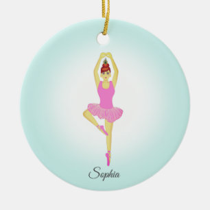 Ballet dancer dressed in light pink ceramic ornament
