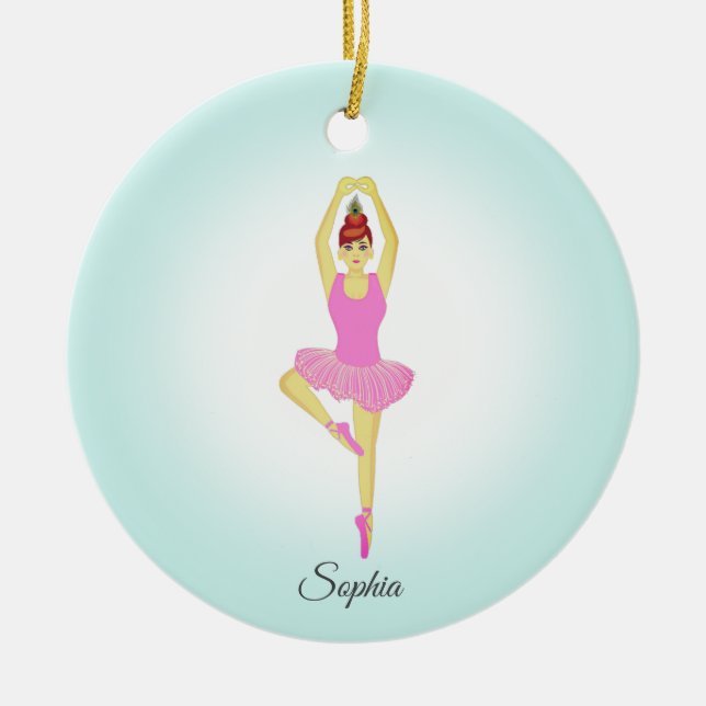 Ballet dancer dressed in light pink ceramic ornament (Front)