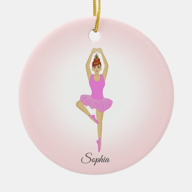 Ballet dancer dressed in light pink ceramic ornament (Front)
