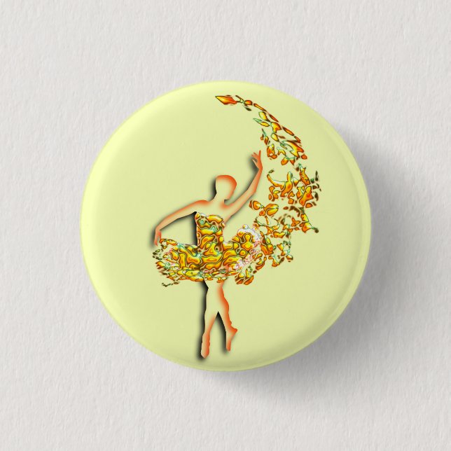 Ballet Dancer Fire Girl Ballerina Button (Front)