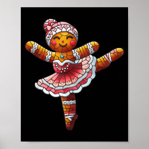 Ballet Dancer Gingerbread Christmas Dance Teacher Poster