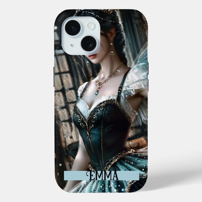 Ballet Dancer Green TuTu & Fairy Wings Custom Name Case-Mate iPhone Case (Back)