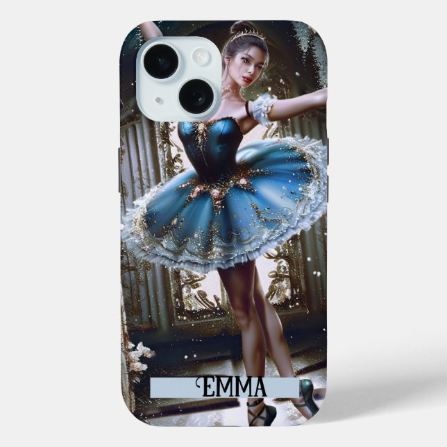 Ballet Dancer in a Blue Tutu Custom Name Case-Mate iPhone Case (Back)