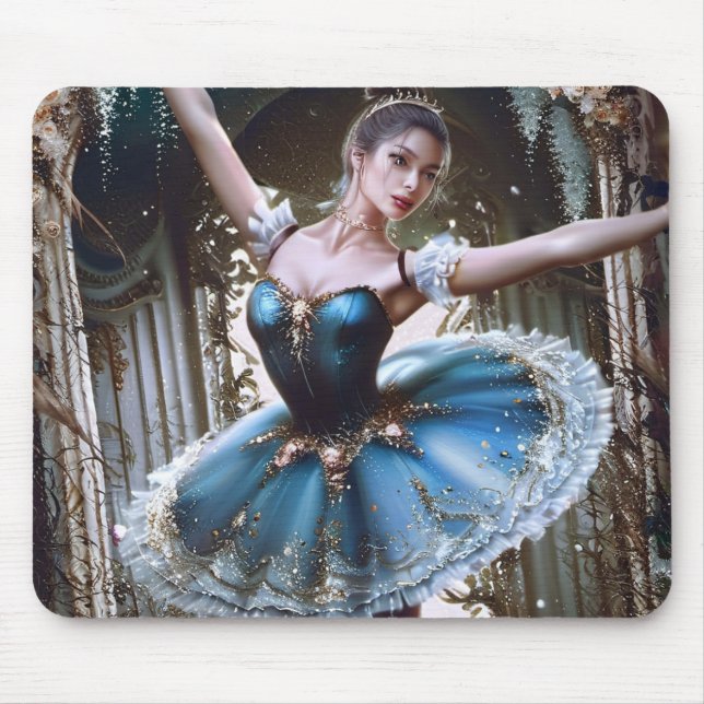 Ballet Dancer in a Blue Tutu Mouse Pad (Front)
