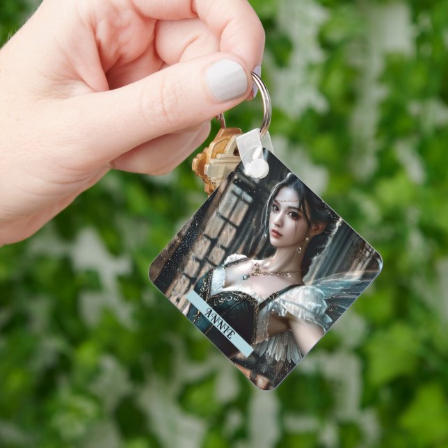 Ballet Dancer in a Green TuTu And Fairy Wings Key Ring (Hand)