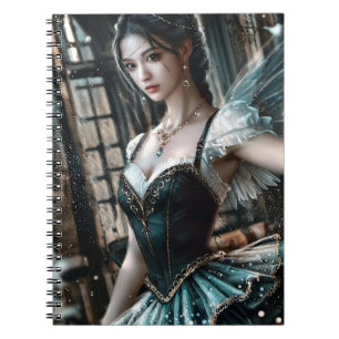Ballet Dancer in a Green TuTu And Fairy Wings Notebook