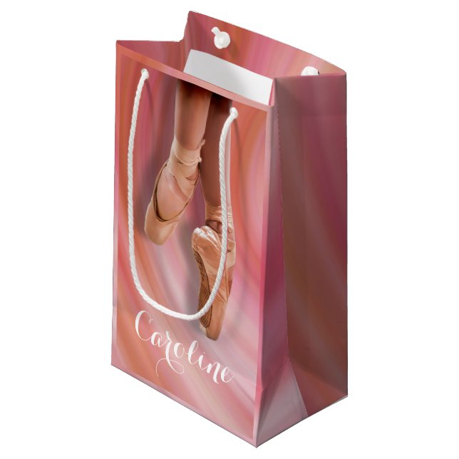 Ballet Dancer in Toe Shoes with Name Small Gift Bag (Front Angled)