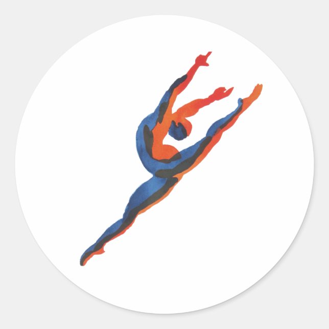 Ballet Dancer Leaping Classic Round Sticker (Front)