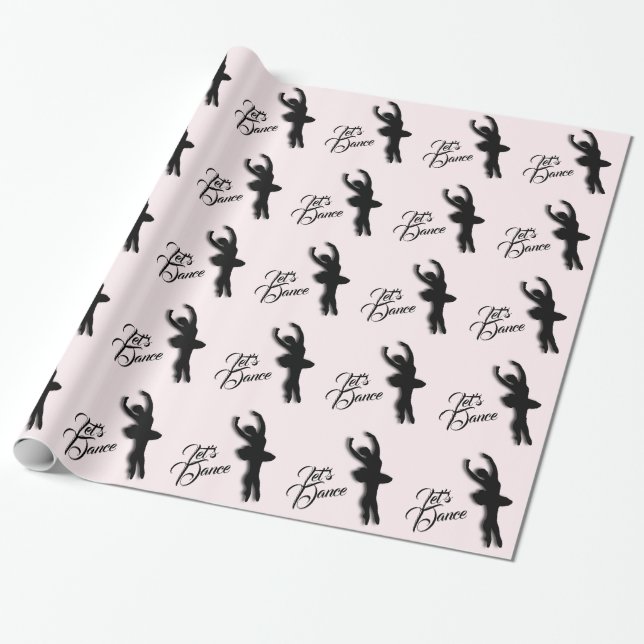 Ballet Dancer Let's Dance Pink Wrapping Paper (Unrolled)