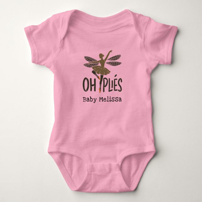 Ballet Dancer Oh Plies Personalised Baby Bodysuit (Front)