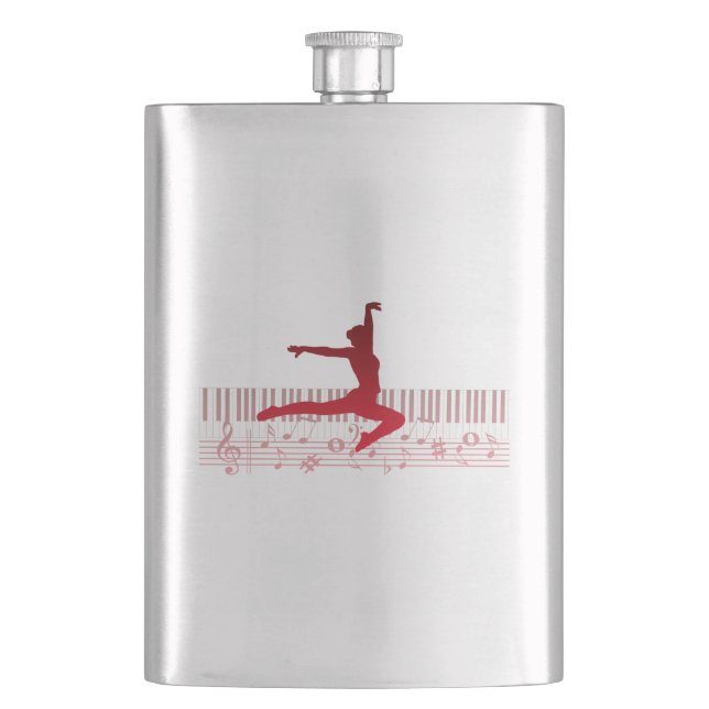 Ballet dancer on a keyboard      hip flask (Front)