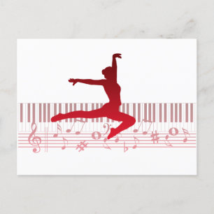 Ballet dancer on a keyboard       postcard