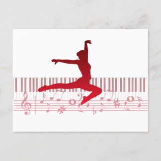 Ballet dancer on a keyboard       postcard