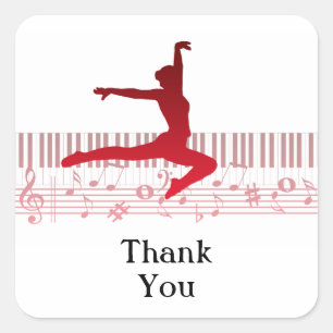 Ballet dancer on a keyboard square sticker