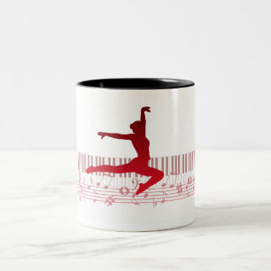 Ballet dancer on a keyboard           Two-Tone coffee mug
