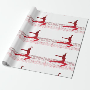 Ballet dancer on a keyboard wrapping paper