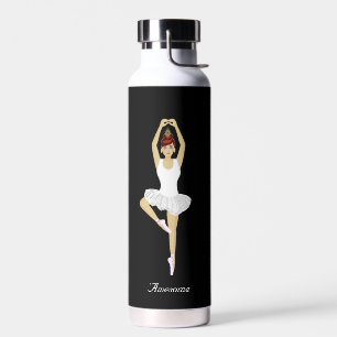 Ballet Dancer on Black Background Water Bottle