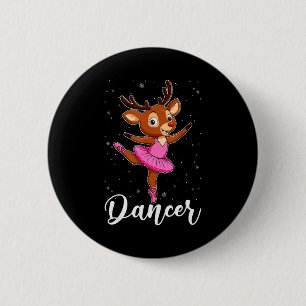 Ballet Dancer Reindeer Ballerinas Christmas Pjs Wo 6 Cm Round Badge